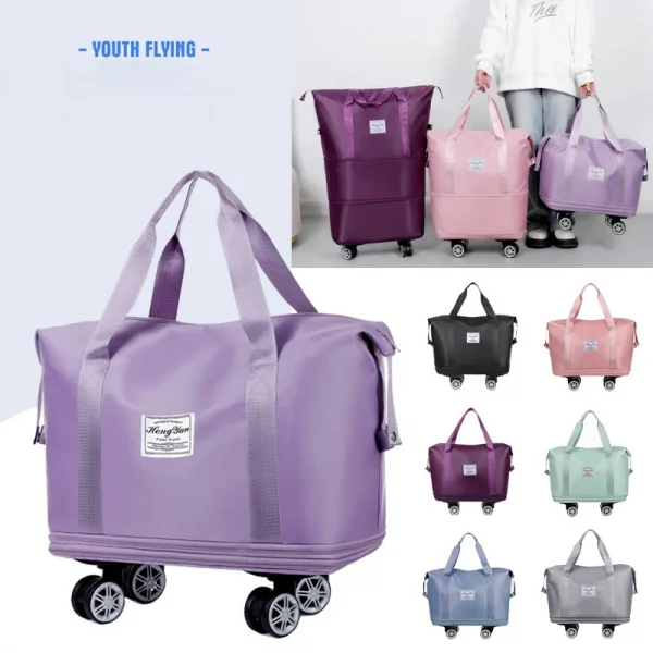 Universal wheel expandable luggage Large capacity dry and wet separation storage travel fitness bag lightweight luggage